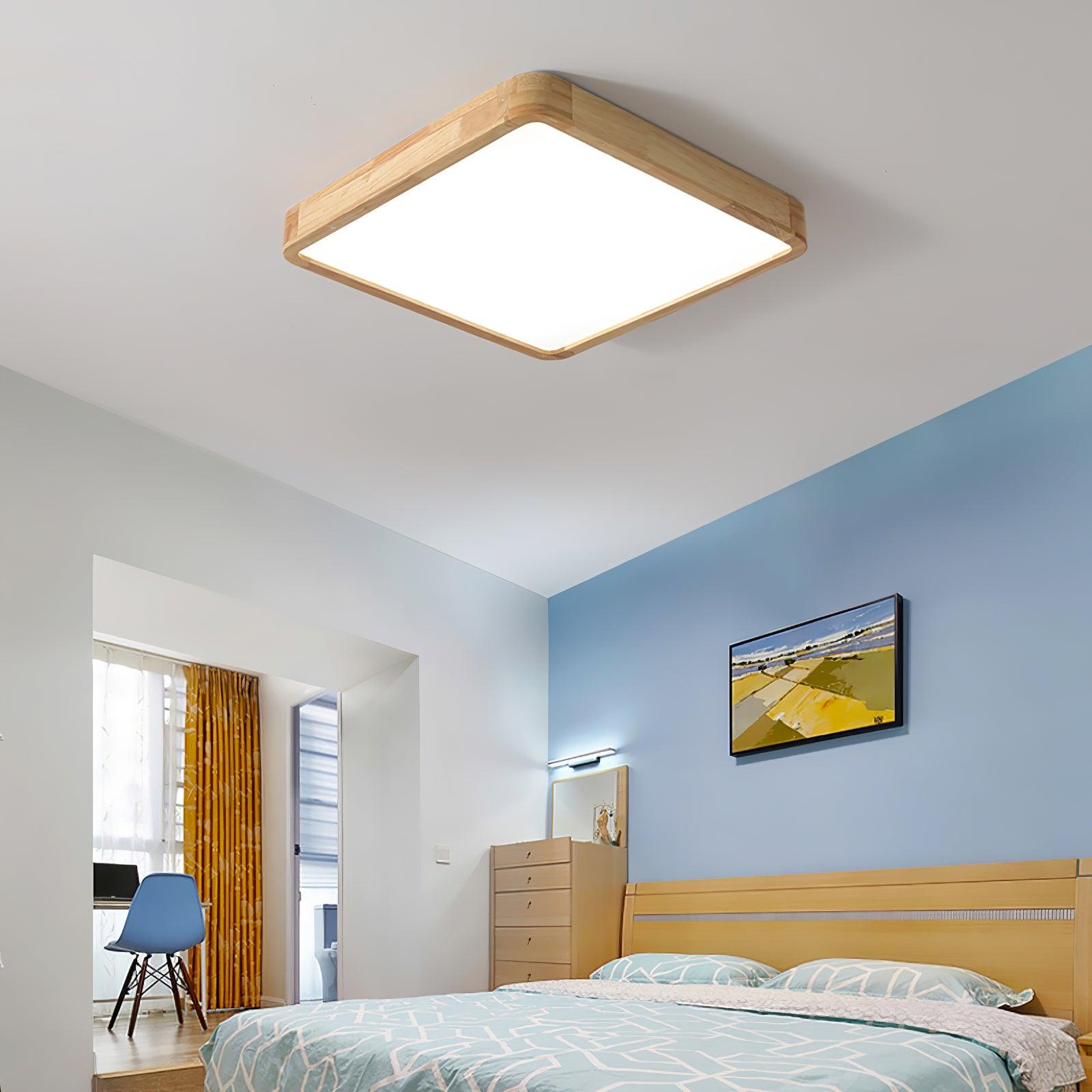 Lustra Lumière Plafonnière Géométrique en Bois LED - Neutralighting