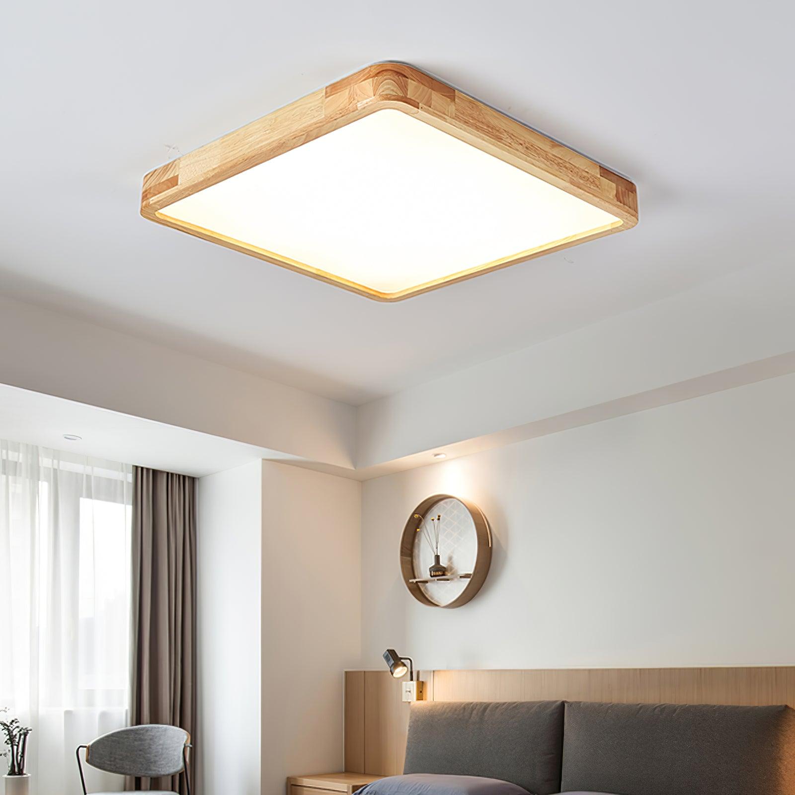 Lustra Lumière Plafonnière Géométrique en Bois LED - Neutralighting