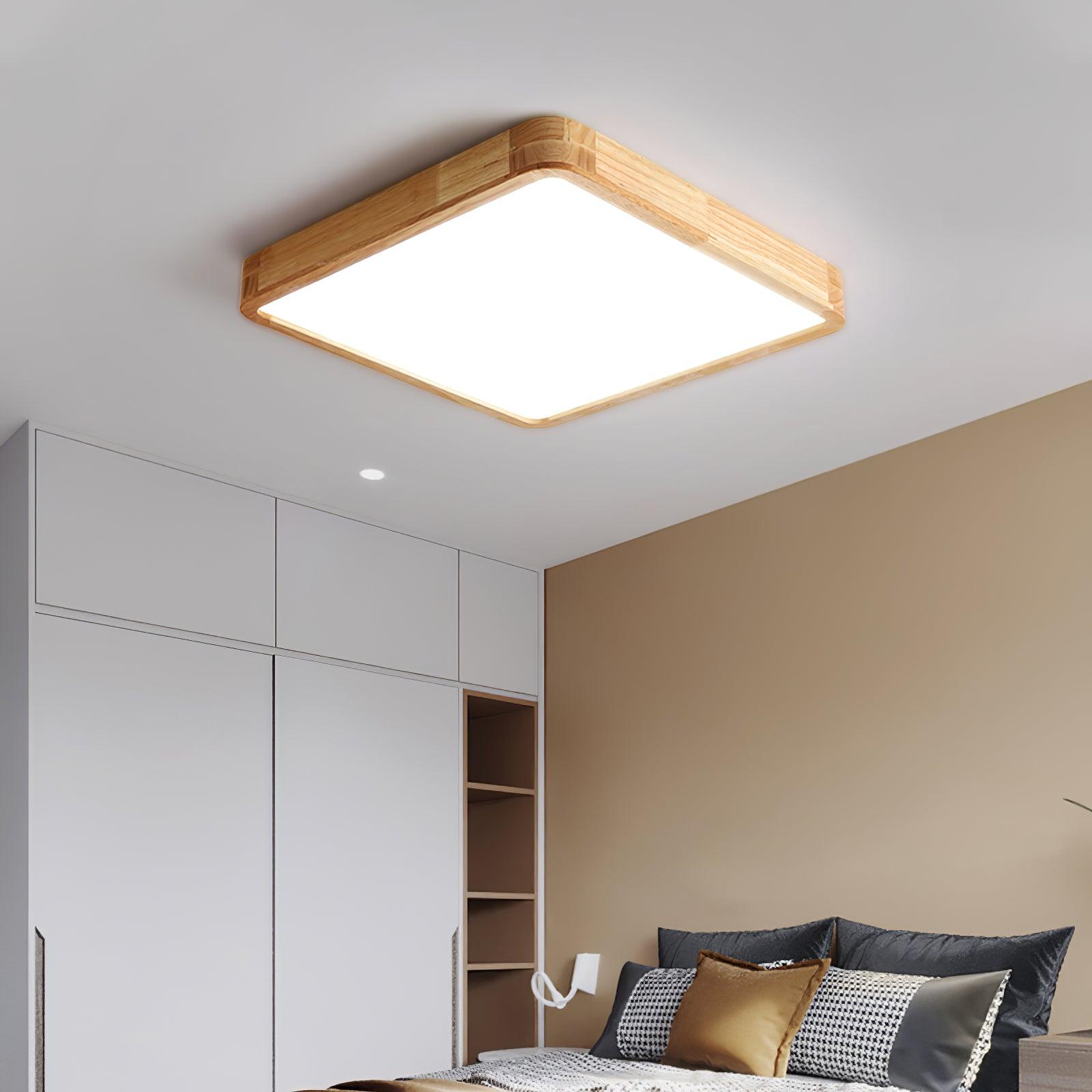 Lustra Lumière Plafonnière Géométrique en Bois LED - Neutralighting