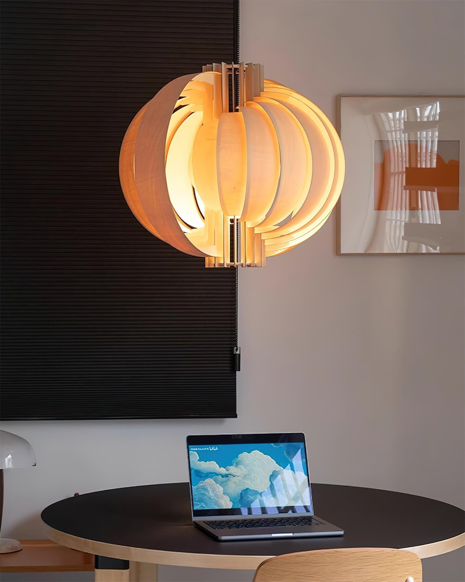 Bois Lanterne Suspension Stratifié Organique - Neutralighting