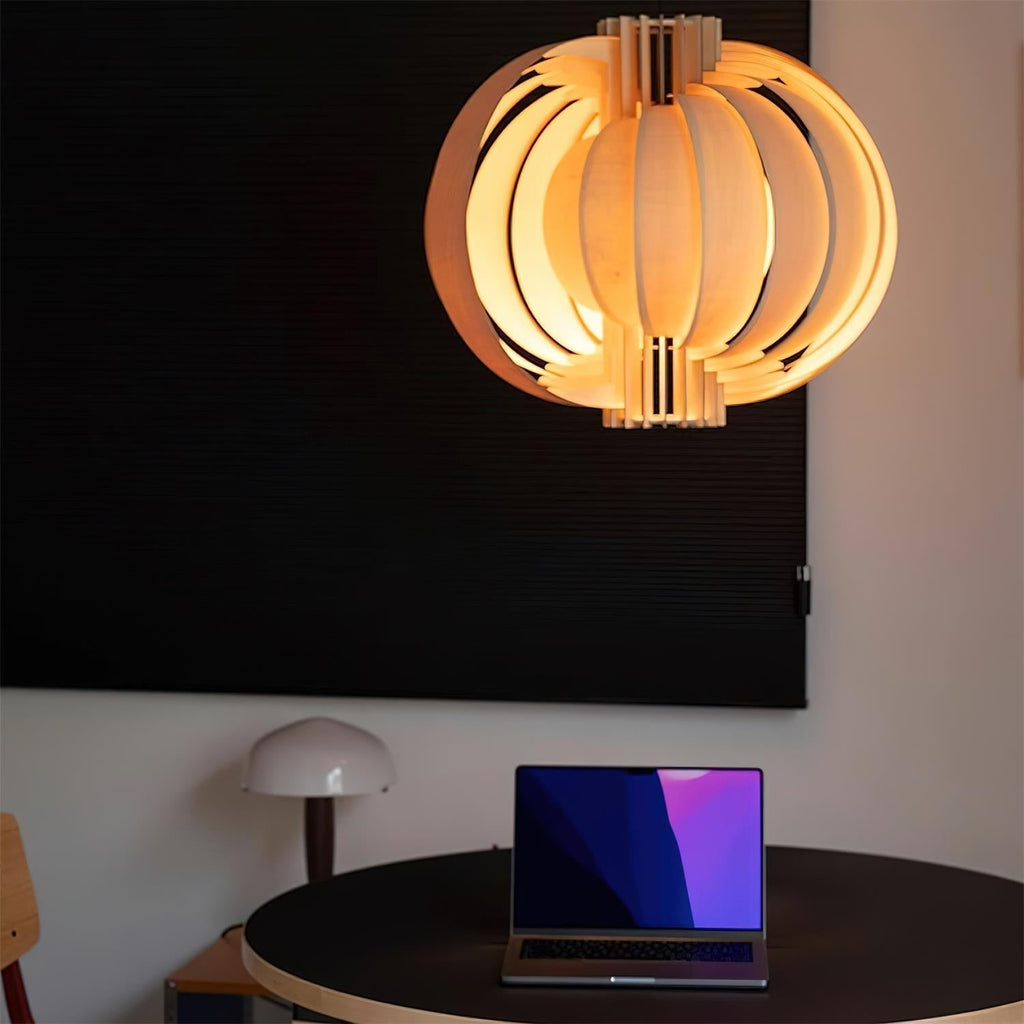 Bois Lanterne Suspension Stratifié Organique - Neutralighting