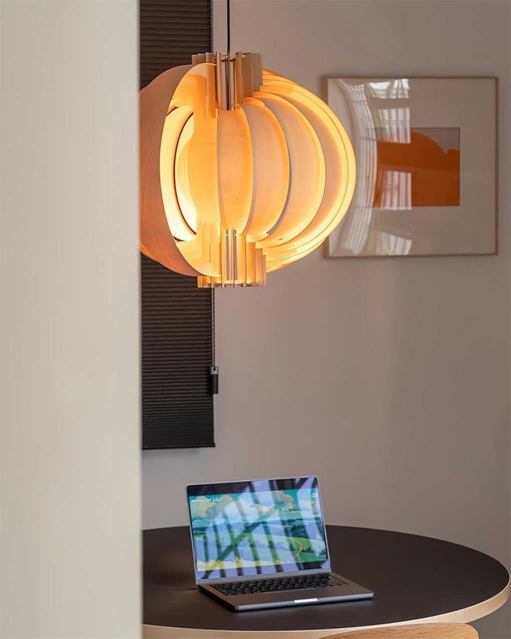 Bois Lanterne Suspension Stratifié Organique - Neutralighting