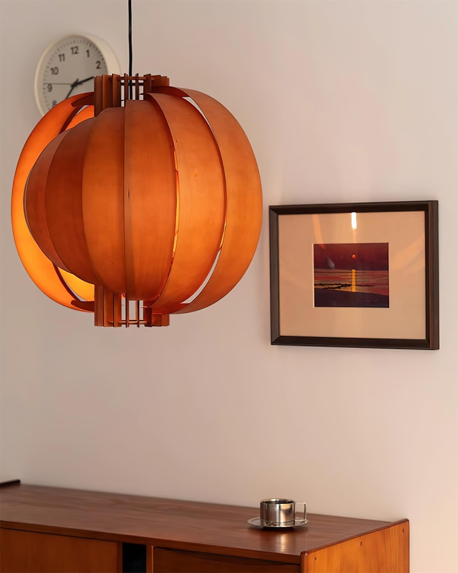 Bois Lanterne Suspension Stratifié Organique - Neutralighting