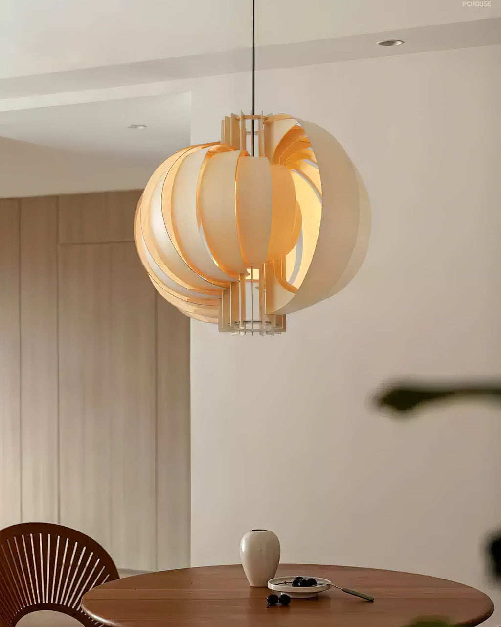 Bois Lanterne Suspension Stratifié Organique - Neutralighting