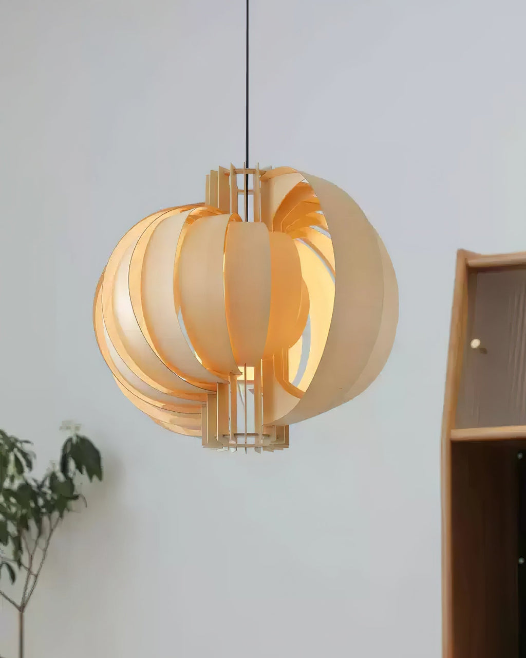 Bois Lanterne Suspension Stratifié Organique - Neutralighting