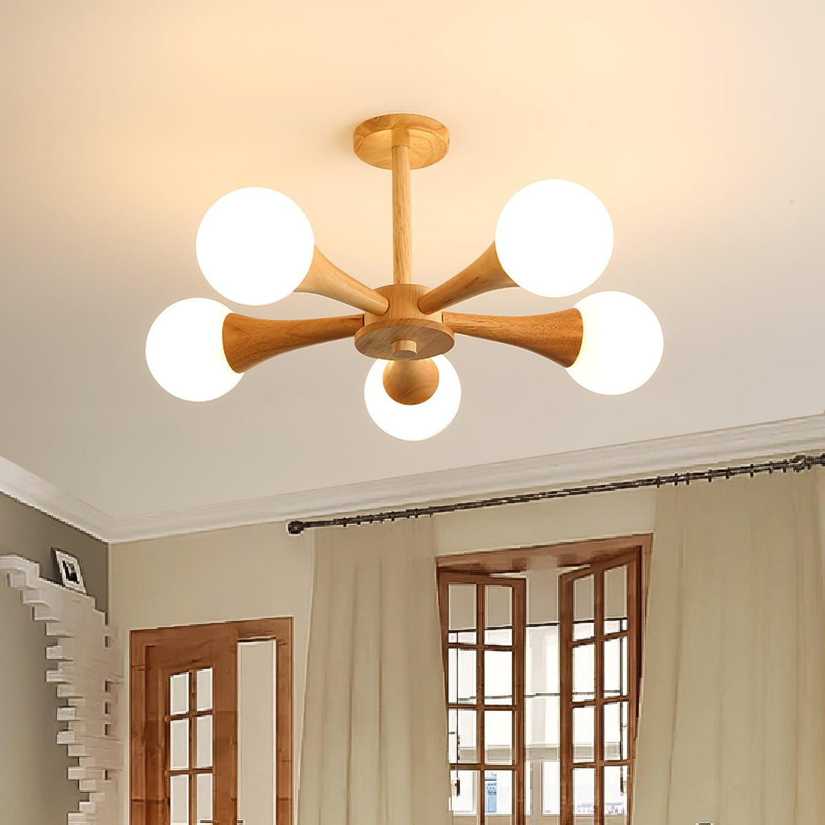 Lustra Chandelier Globe en Bois Rétro - Neutralighting