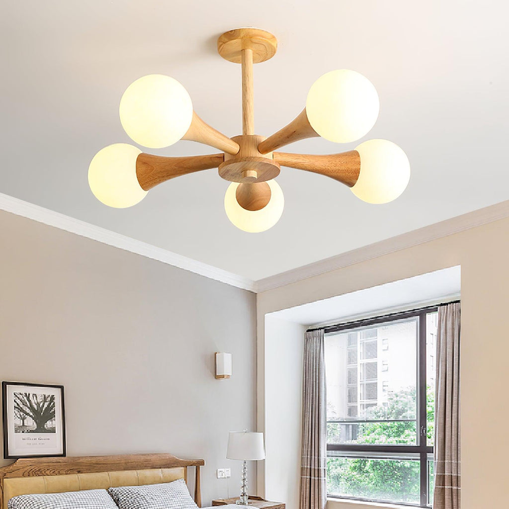 Lustra Chandelier Globe en Bois Rétro - Neutralighting