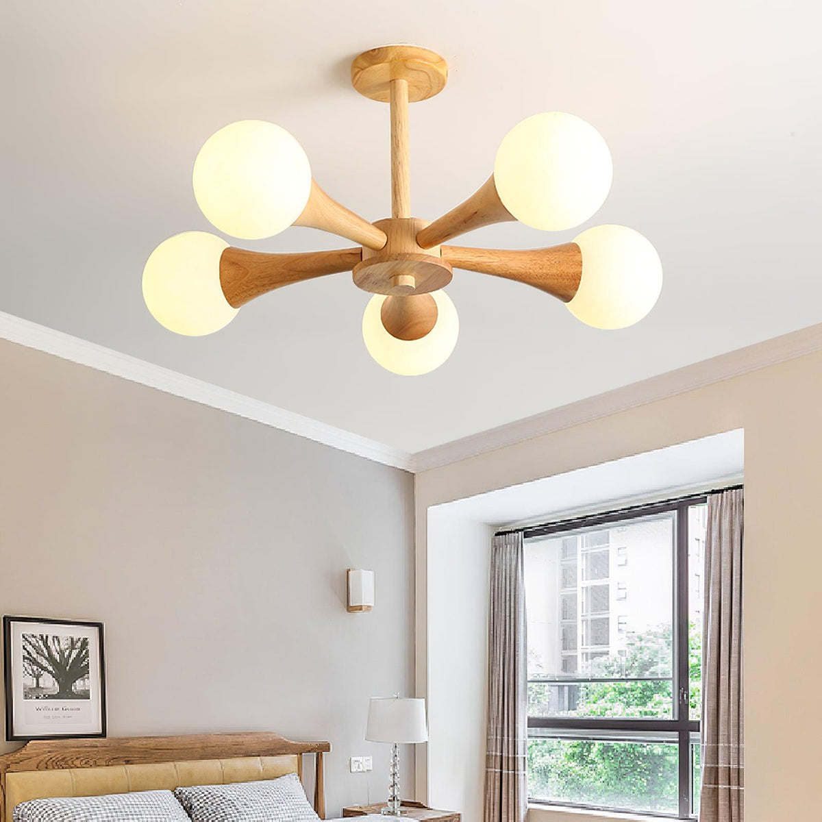 Lustra Chandelier Globe en Bois Rétro - Neutralighting