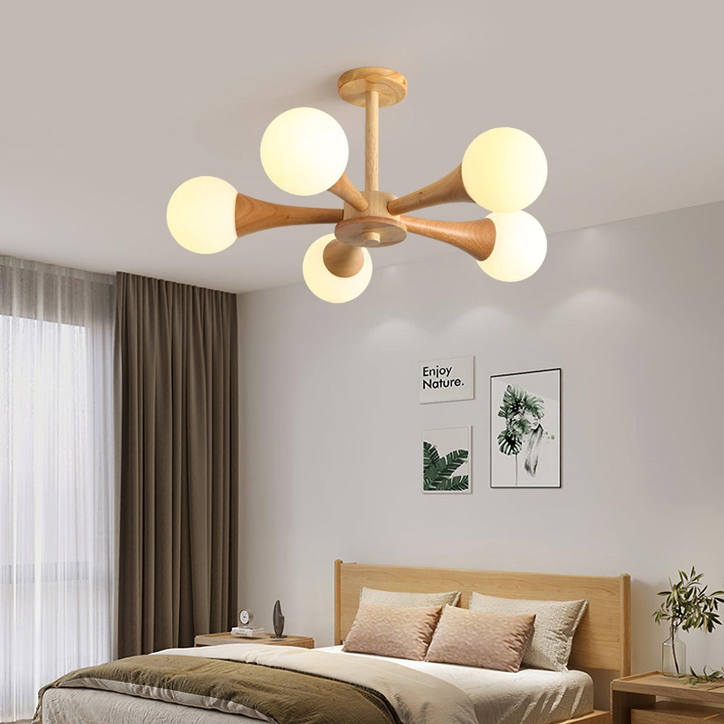 Lustra Chandelier Globe en Bois Rétro - Neutralighting