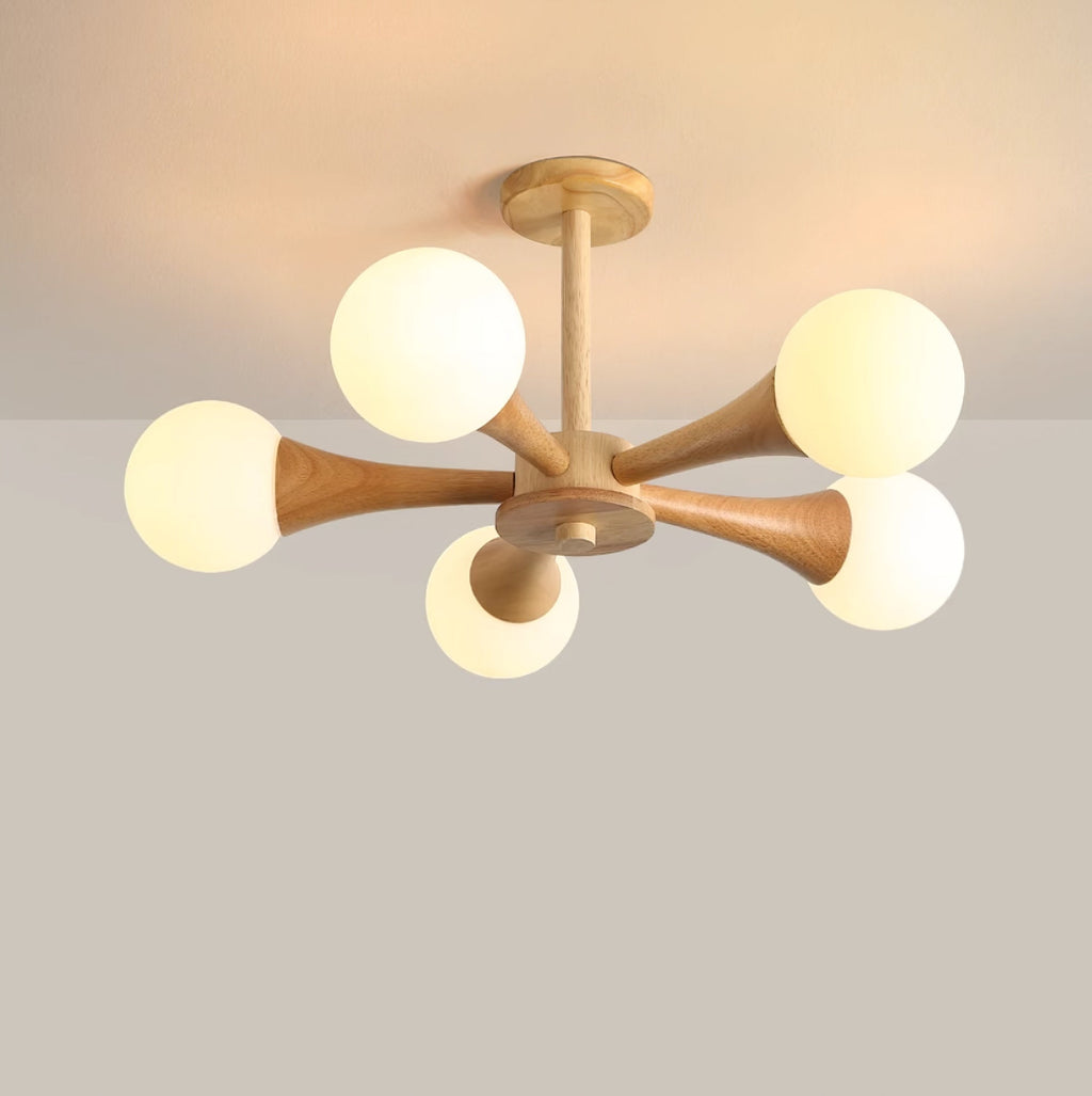 Lustra Chandelier Globe en Bois Rétro - Neutralighting