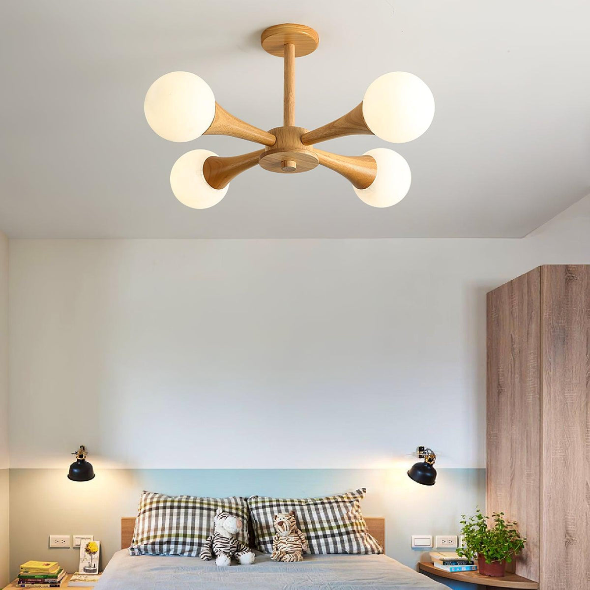 Lustra Chandelier Globe en Bois Rétro - Neutralighting