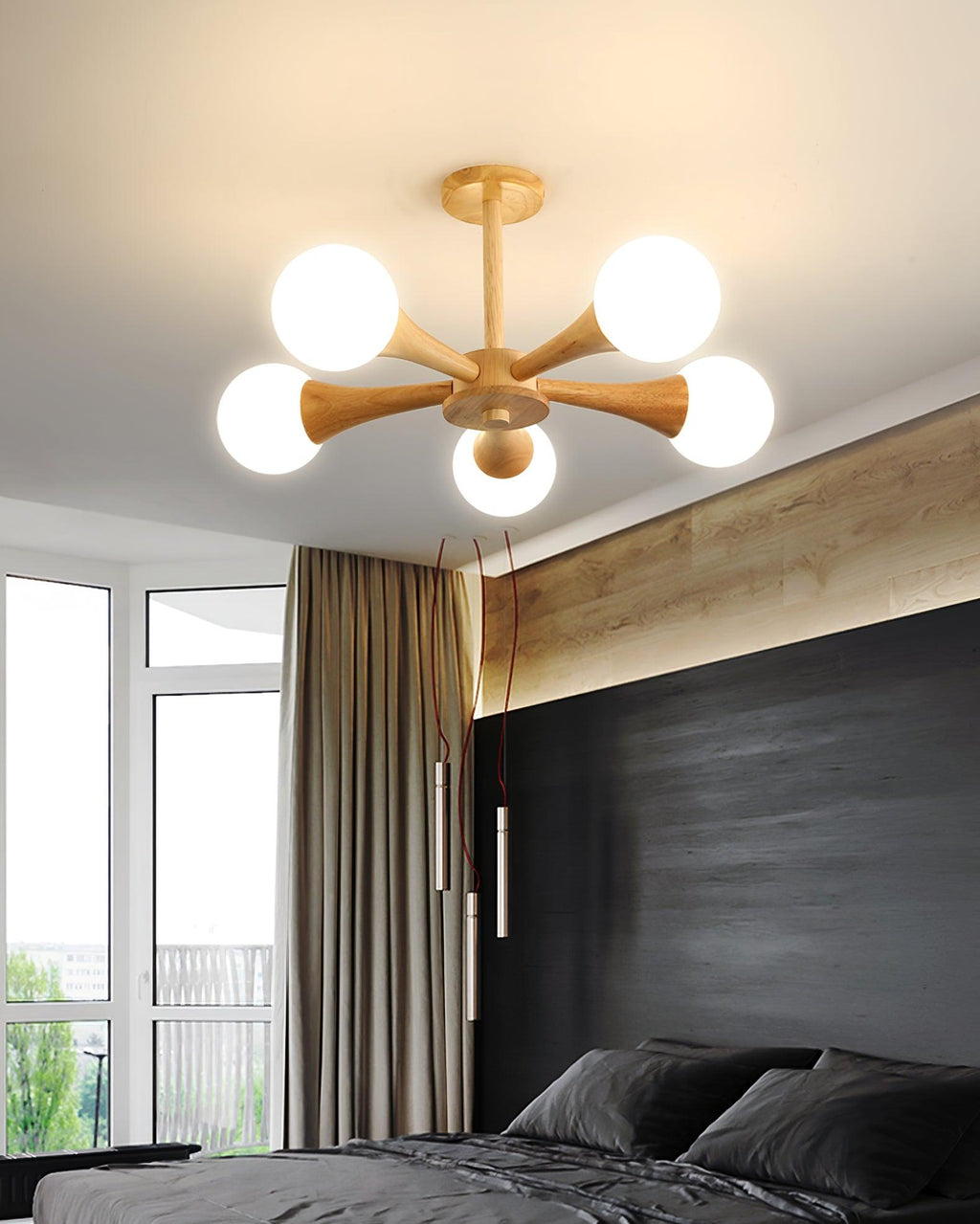 Lustra Chandelier Globe en Bois Rétro - Neutralighting