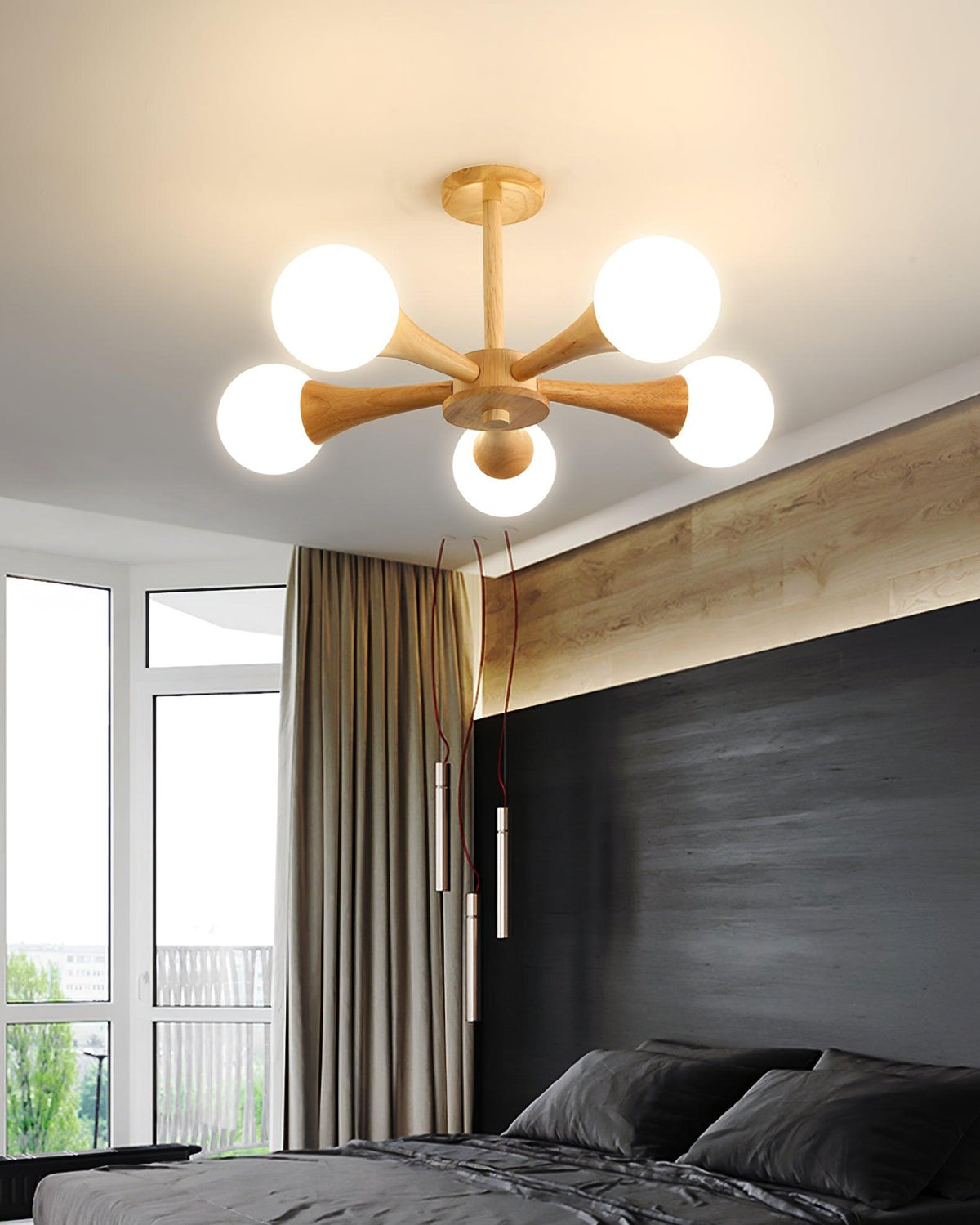 Lustra Chandelier Globe en Bois Rétro - Neutralighting