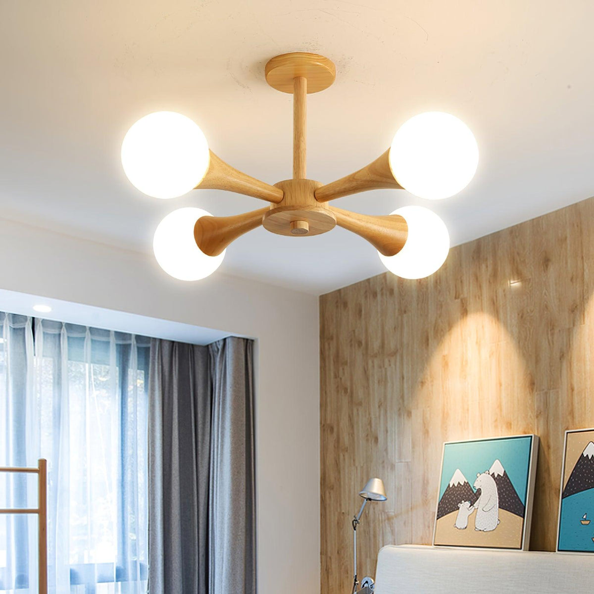 Lustra Chandelier Globe en Bois Rétro - Neutralighting