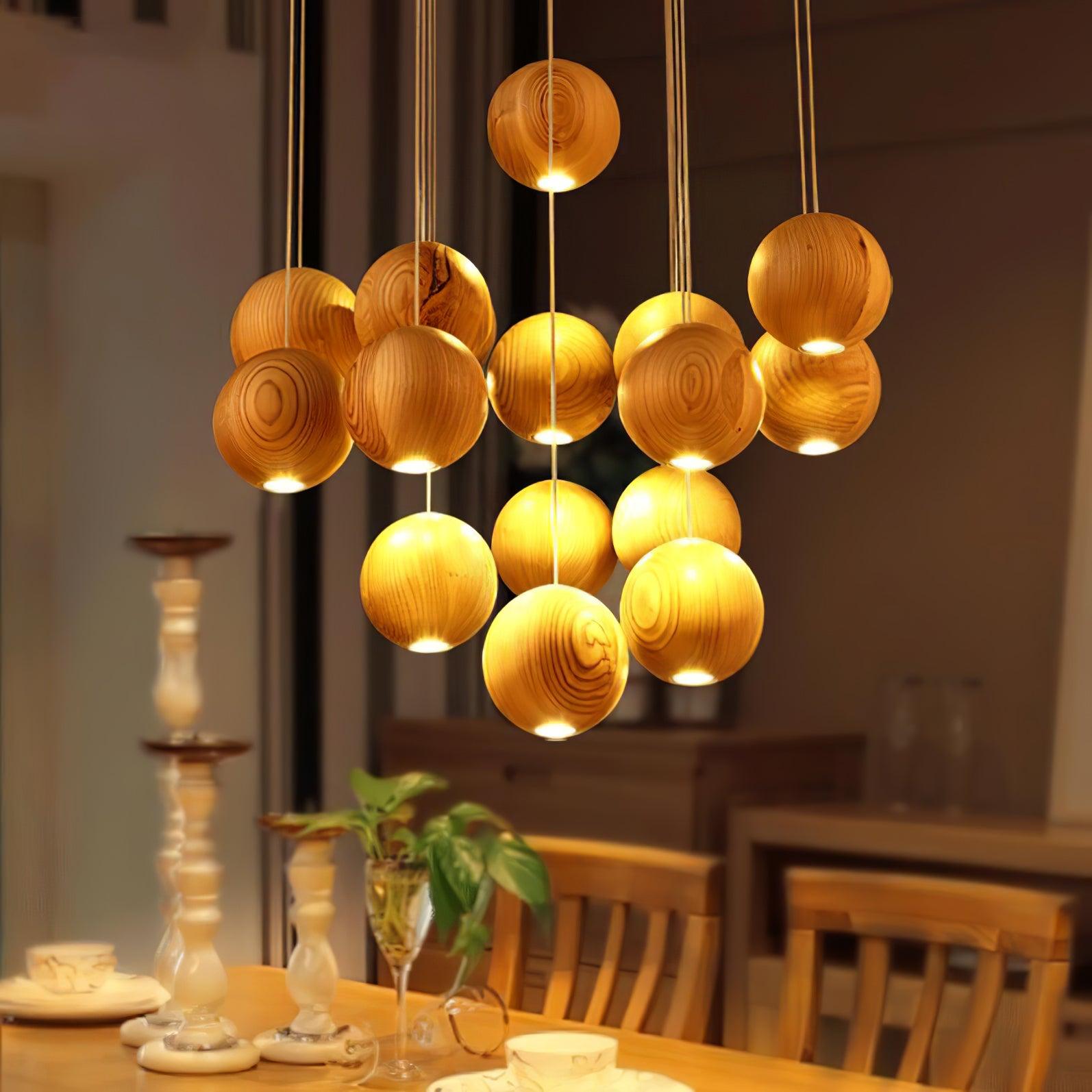 Ulvararis Suspension en bois Nordic Orb Sphere Cluster - Neutralighting