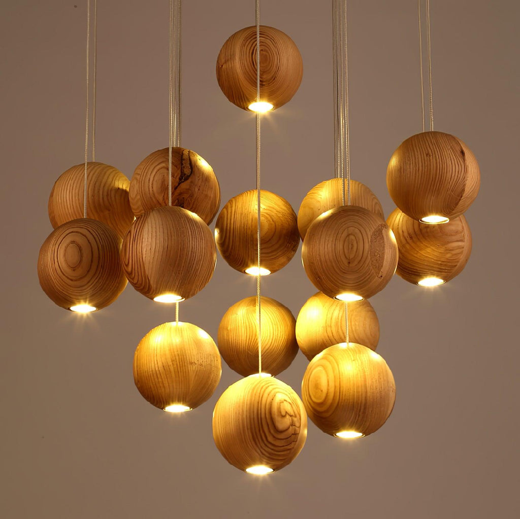 Ulvararis Suspension en bois Nordic Orb Sphere Cluster - Neutralighting