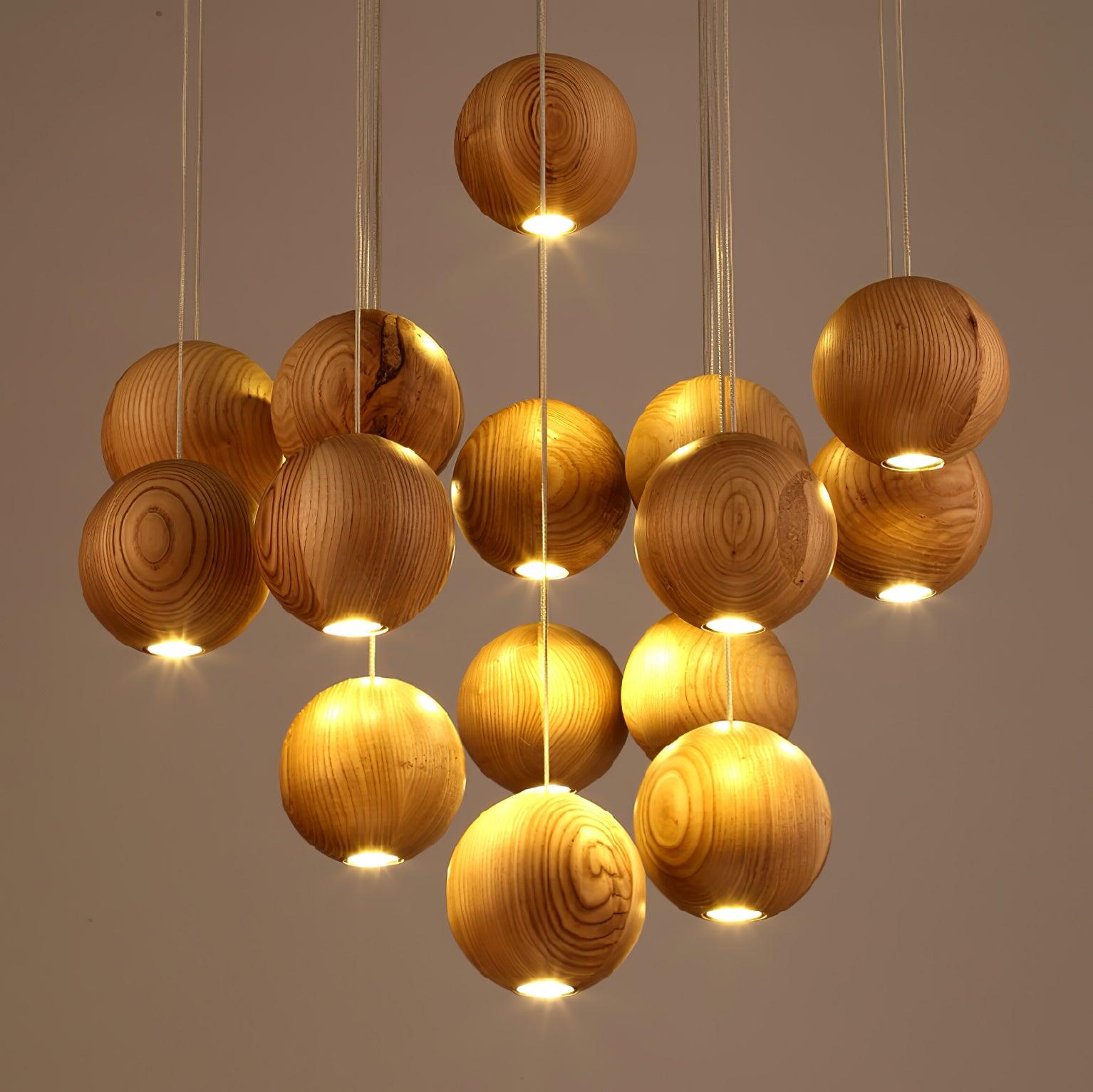 Ulvararis Suspension en bois Nordic Orb Sphere Cluster - Neutralighting