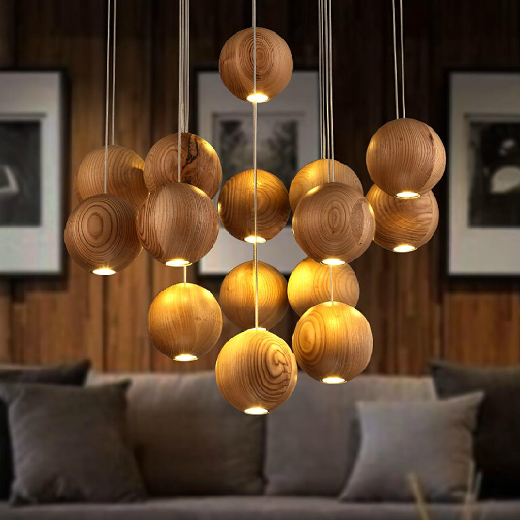 Ulvararis Suspension en bois Nordic Orb Sphere Cluster - Neutralighting