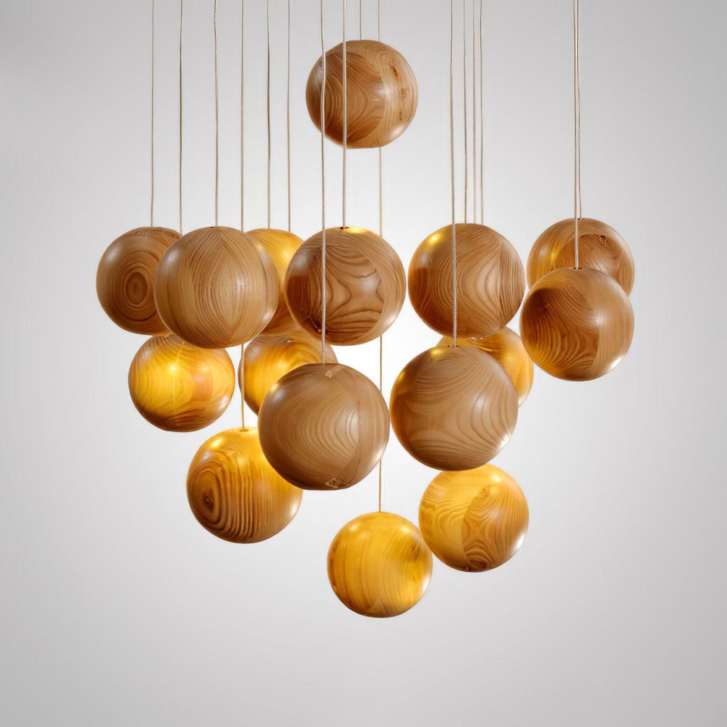 Ulvararis Suspension en bois Nordic Orb Sphere Cluster - Neutralighting