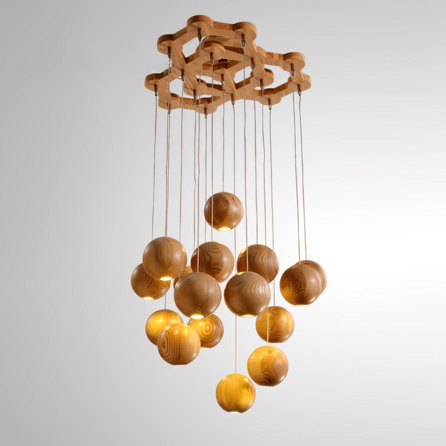 Ulvararis Suspension en bois Nordic Orb Sphere Cluster - Neutralighting