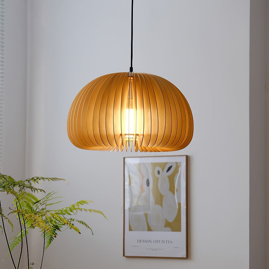 Solara Lampe Suspendue en Bois Dôme Citrouille Nordic - Neutralighting