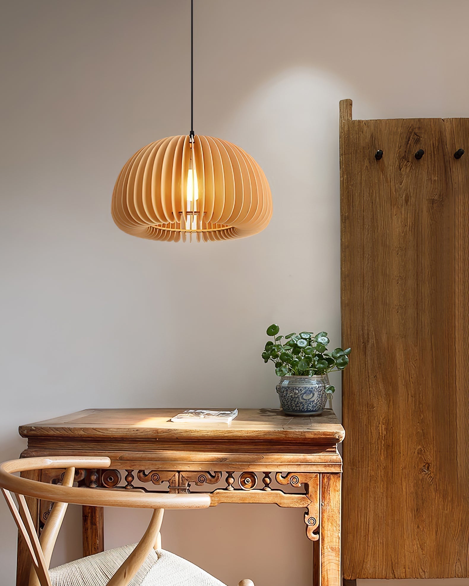 Solara Lampe Suspendue en Bois Dôme Citrouille Nordic - Neutralighting