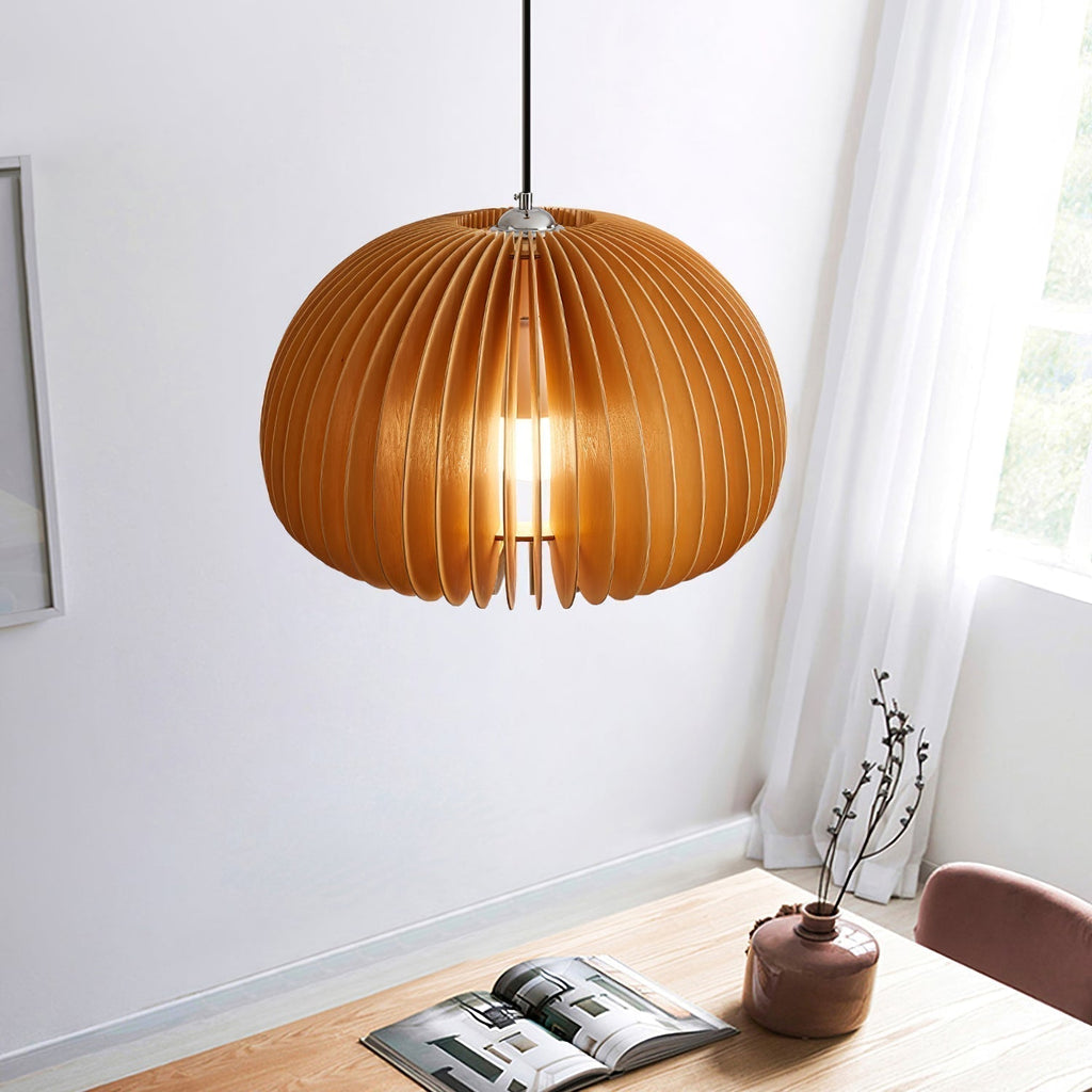 Solara Lampe Suspendue en Bois Dôme Citrouille Nordic - Neutralighting