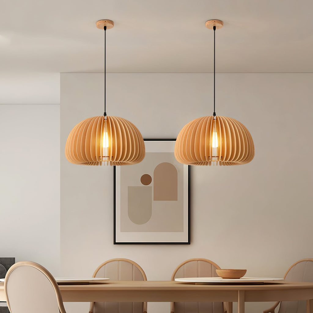 Solara Lampe Suspendue en Bois Dôme Citrouille Nordic - Neutralighting