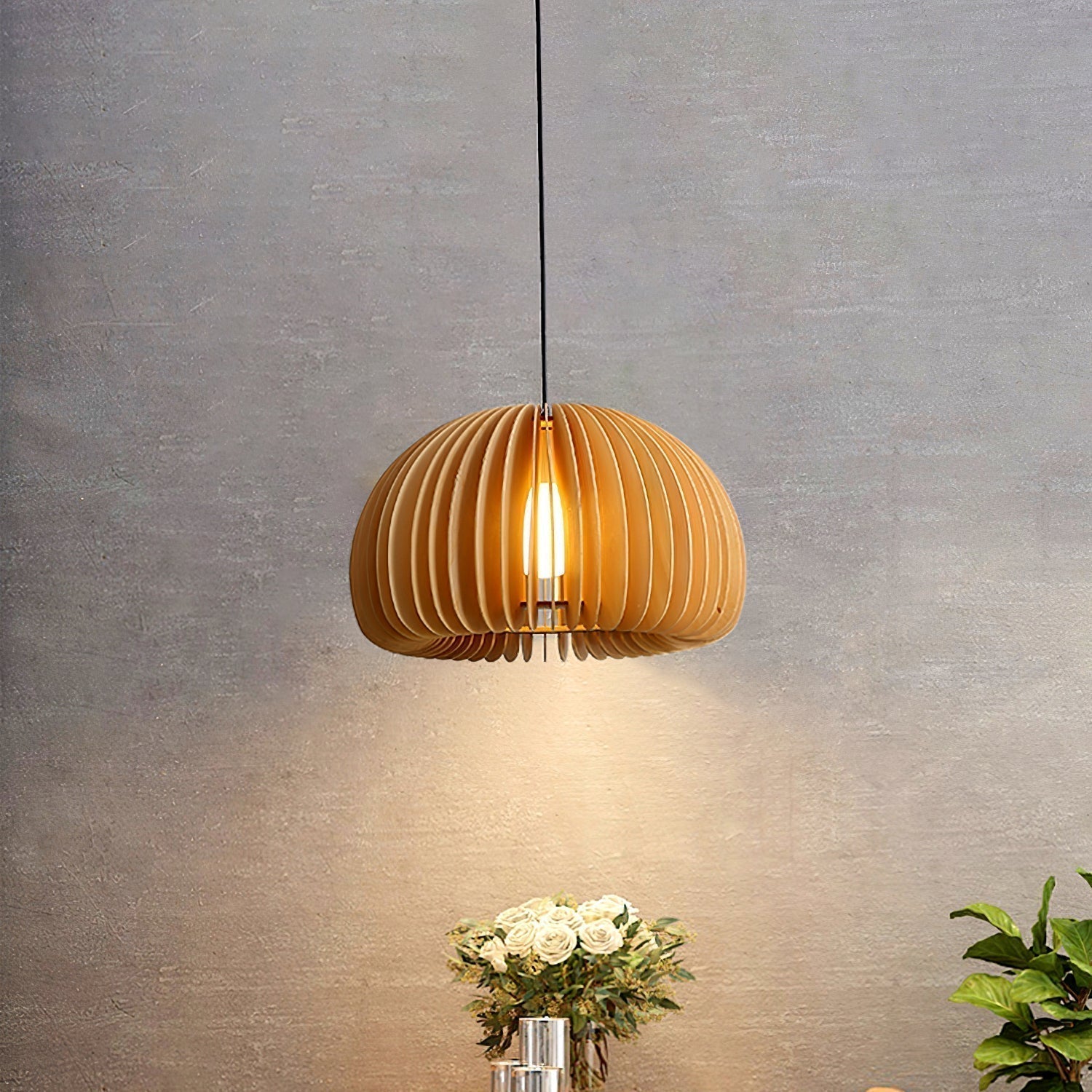 Solara Lampe Suspendue en Bois Dôme Citrouille Nordic - Neutralighting