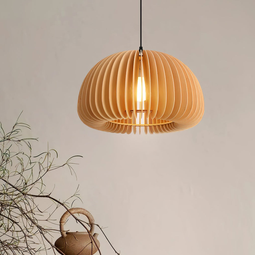 Solara Lampe Suspendue en Bois Dôme Citrouille Nordic - Neutralighting