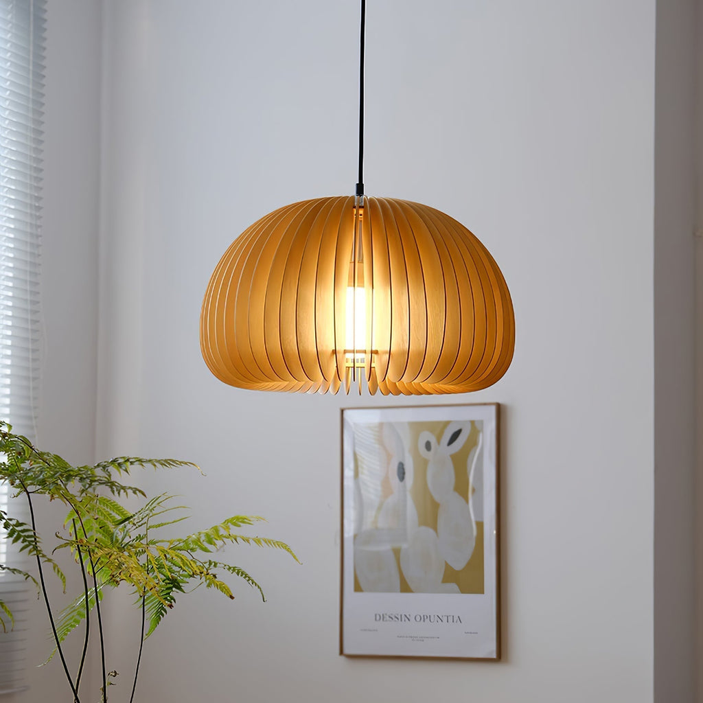 Solara Lampe Suspendue en Bois Dôme Citrouille Nordic - Neutralighting