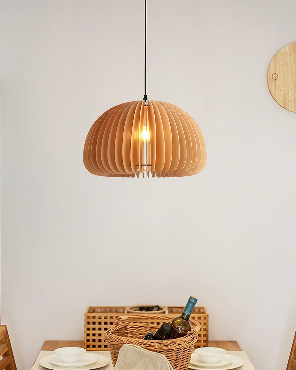 Solara Lampe Suspendue en Bois Dôme Citrouille Nordic - Neutralighting