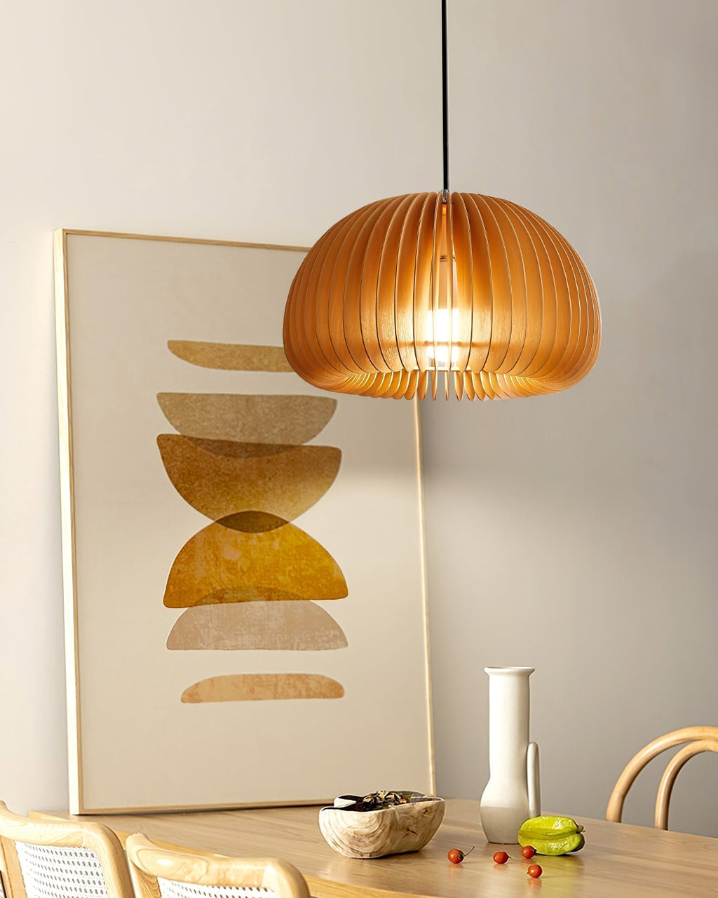Solara Lampe Suspendue en Bois Dôme Citrouille Nordic - Neutralighting