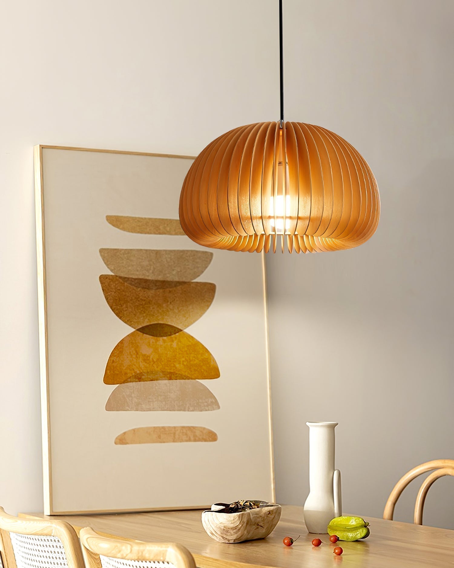 Solara Lampe Suspendue en Bois Dôme Citrouille Nordic - Neutralighting