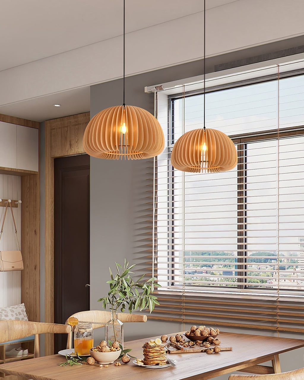 Solara Lampe Suspendue en Bois Dôme Citrouille Nordic - Neutralighting
