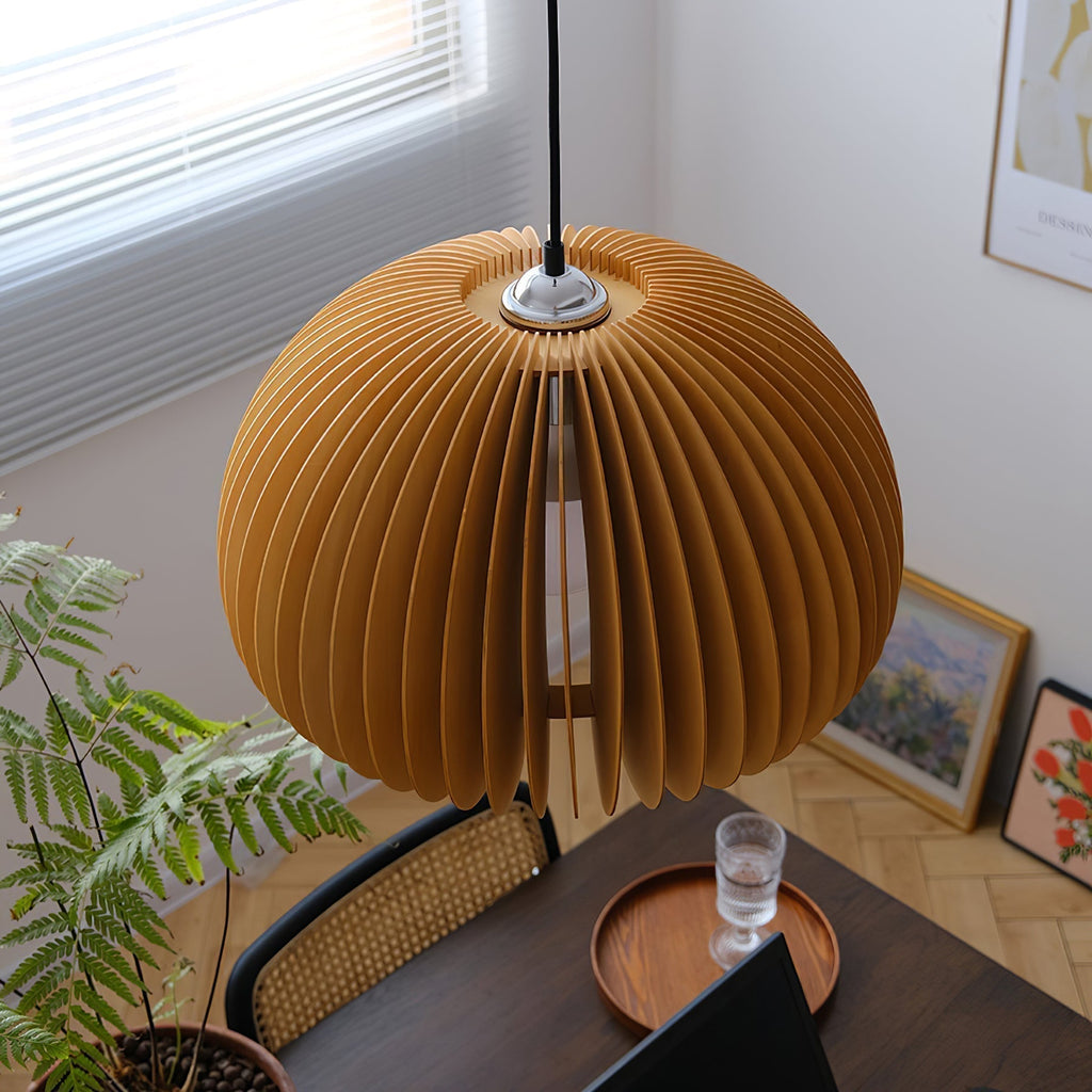 Solara Lampe Suspendue en Bois Dôme Citrouille Nordic - Neutralighting