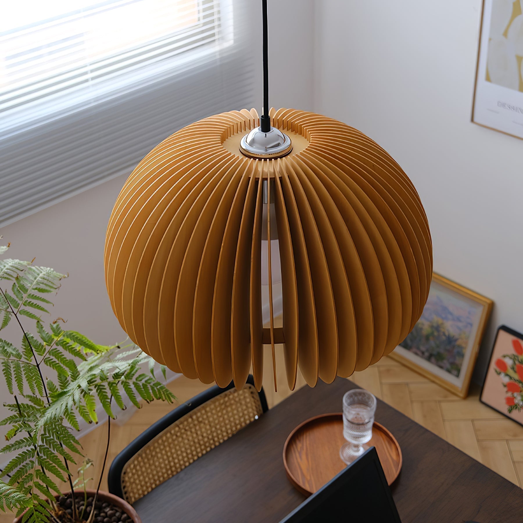 Solara Lampe Suspendue en Bois Dôme Citrouille Nordic - Neutralighting