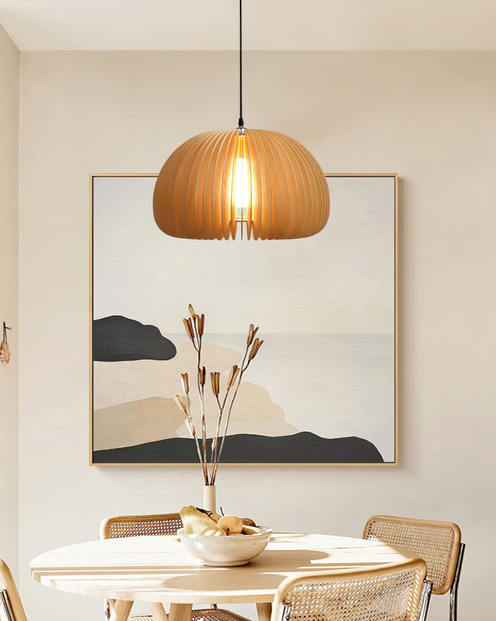 Solara Lampe Suspendue en Bois Dôme Citrouille Nordic - Neutralighting