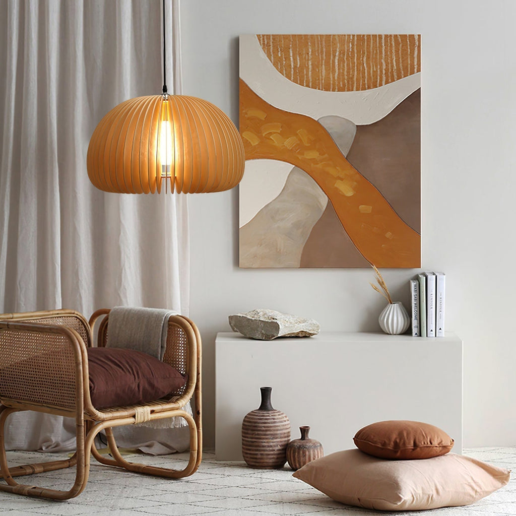 Solara Lampe Suspendue en Bois Dôme Citrouille Nordic - Neutralighting