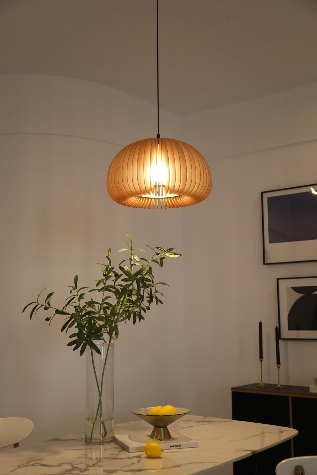 Solara Lampe Suspendue en Bois Dôme Citrouille Nordic - Neutralighting