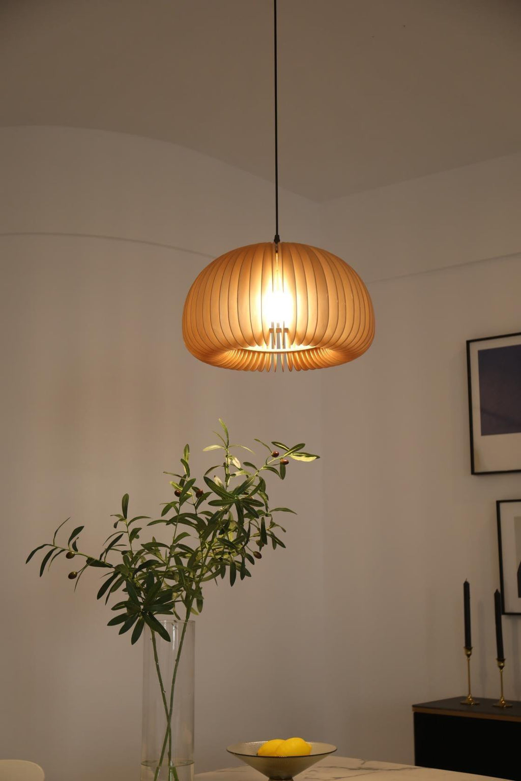 Solara Lampe Suspendue en Bois Dôme Citrouille Nordic - Neutralighting