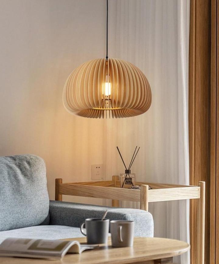 Solara Lampe Suspendue en Bois Dôme Citrouille Nordic - Neutralighting