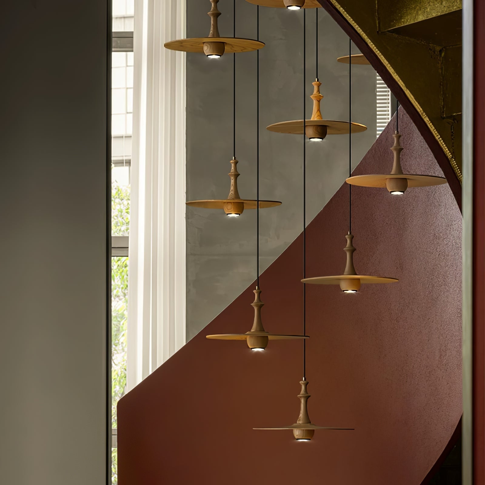 Spindle Lampe Pendante en Bois Tournante - Neutralighting