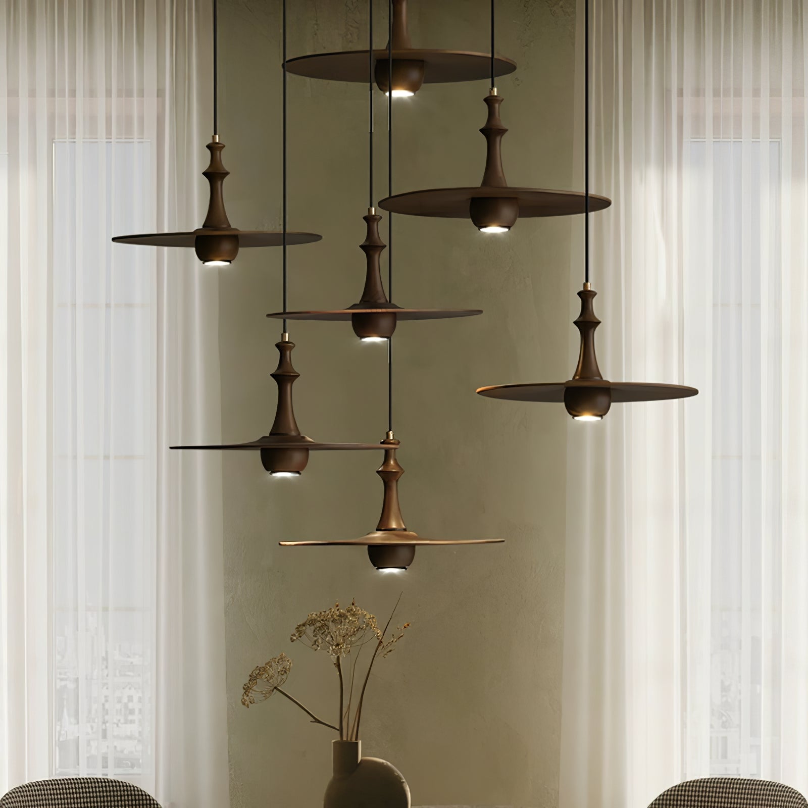 Spindle Lampe Pendante en Bois Tournante - Neutralighting