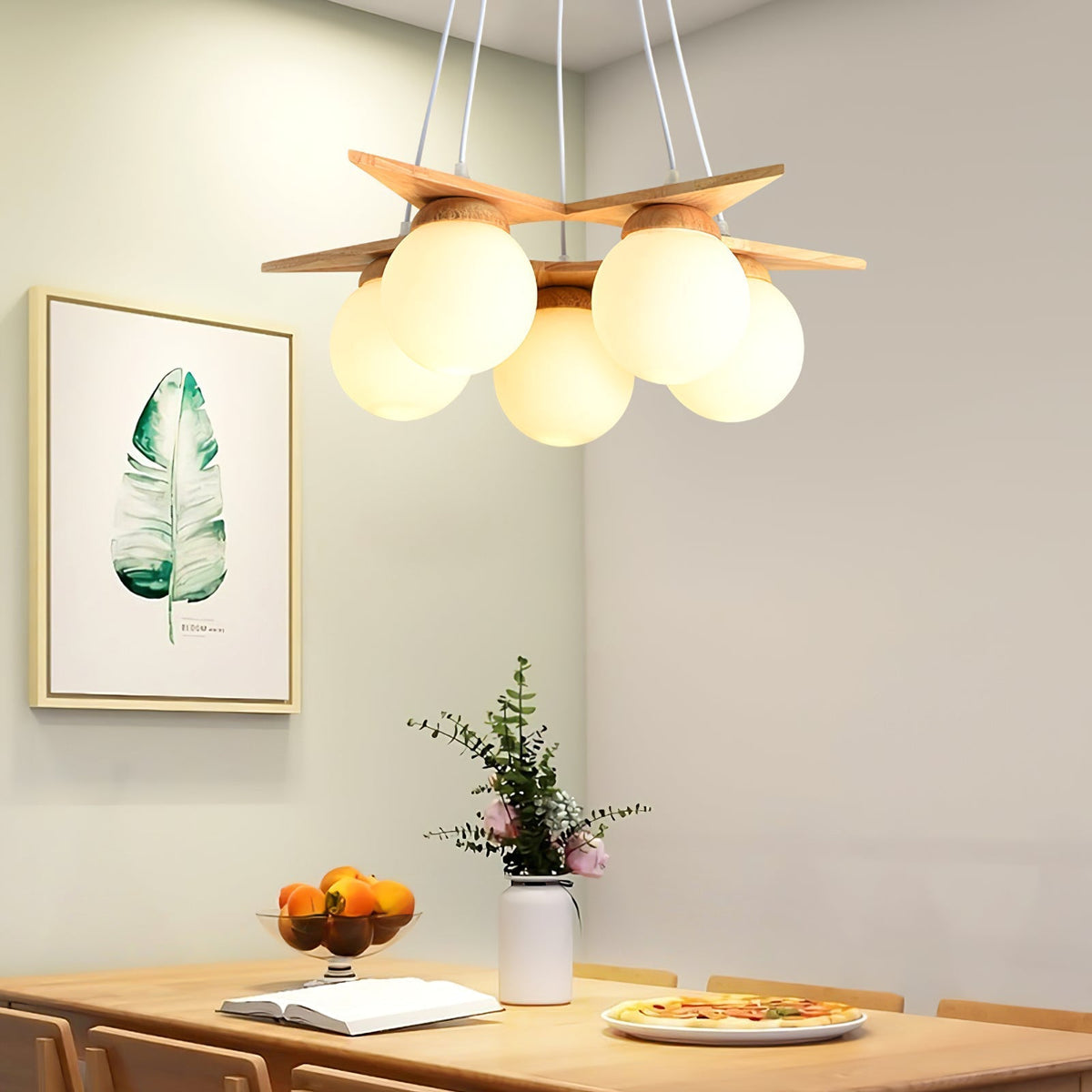 Zothaus Lustre Bois Verre Étoile Art Nordique Premium - Neutralighting