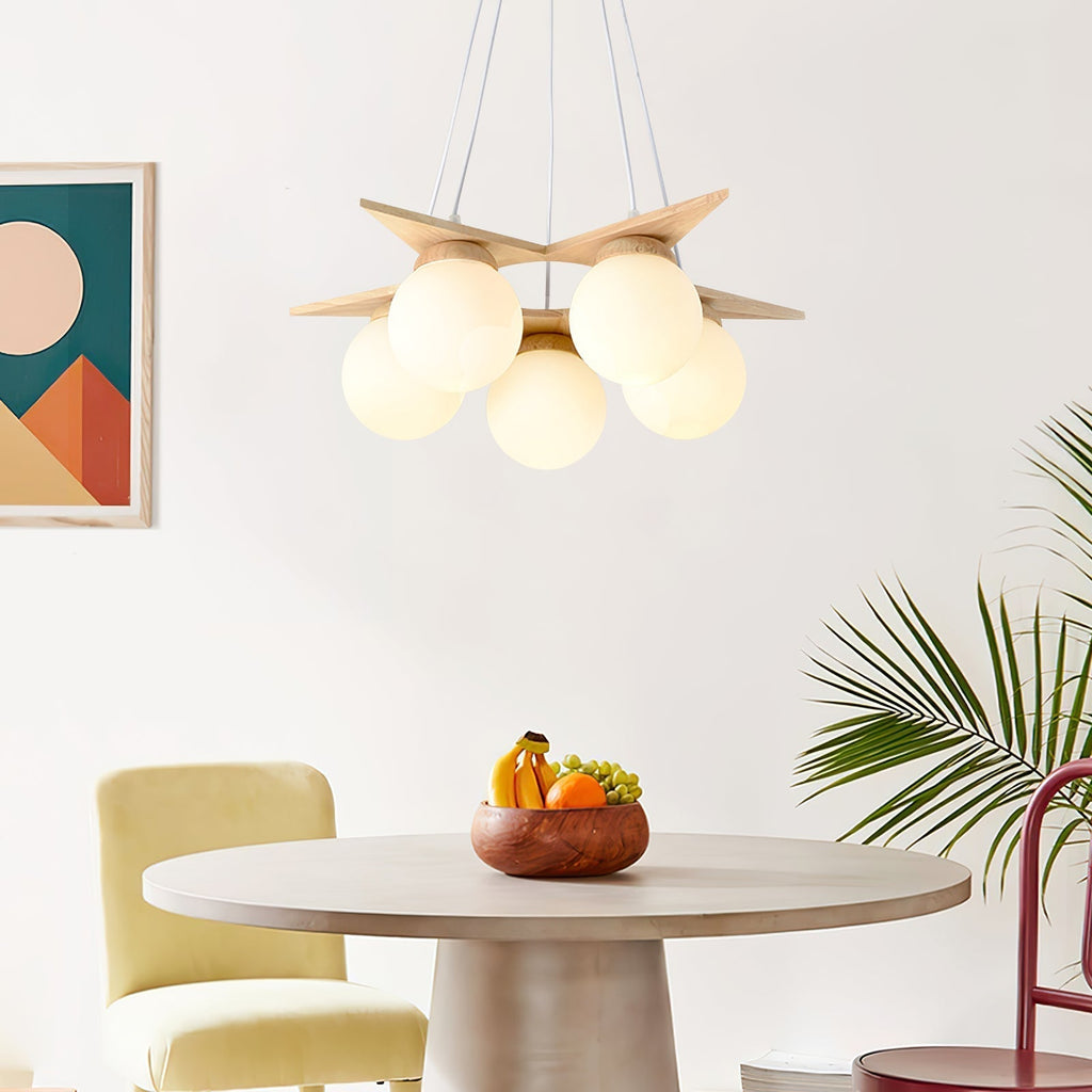 Zothaus Lustre Bois Verre Étoile Art Nordique Premium - Neutralighting