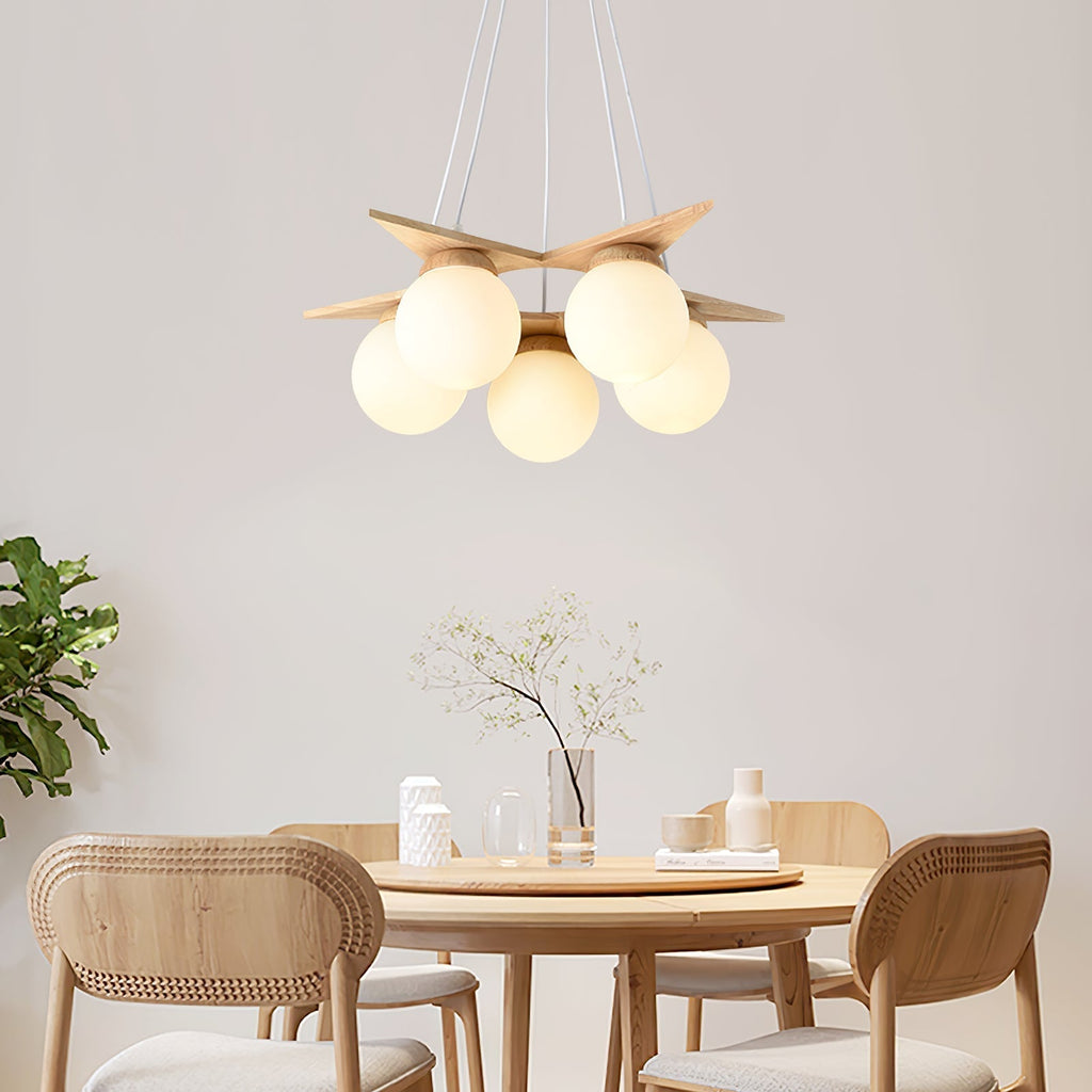 Zothaus Lustre Bois Verre Étoile Art Nordique Premium - Neutralighting