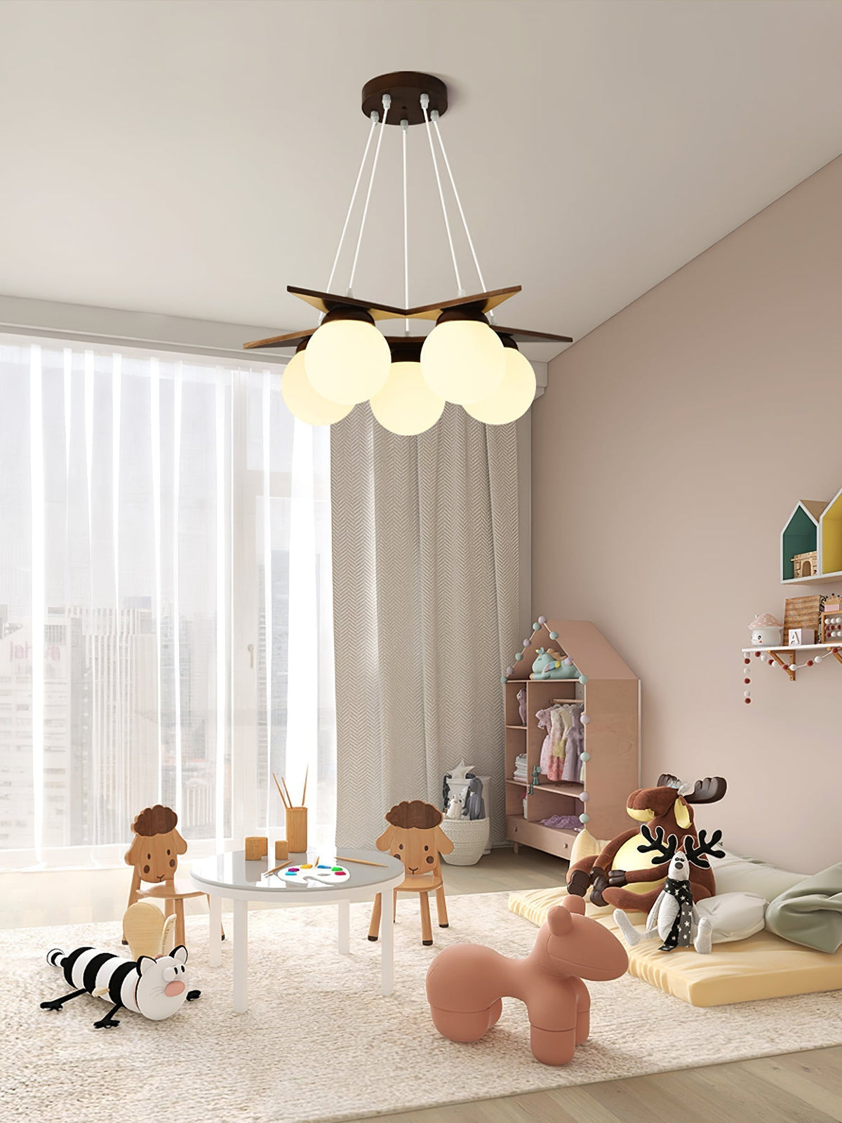 Zothaus Lustre Bois Verre Étoile Art Nordique Premium - Neutralighting