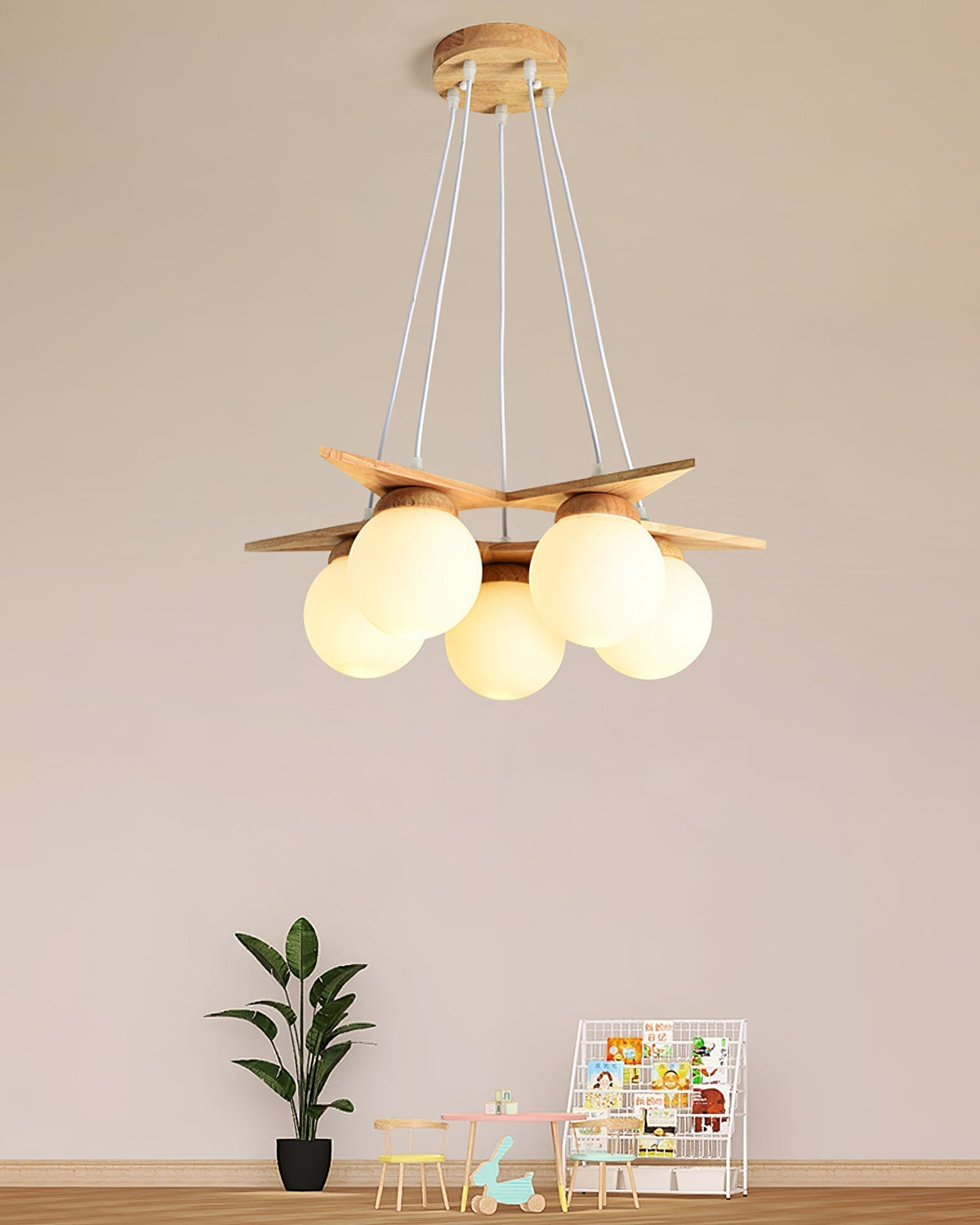 Zothaus Lustre Bois Verre Étoile Art Nordique Premium - Neutralighting