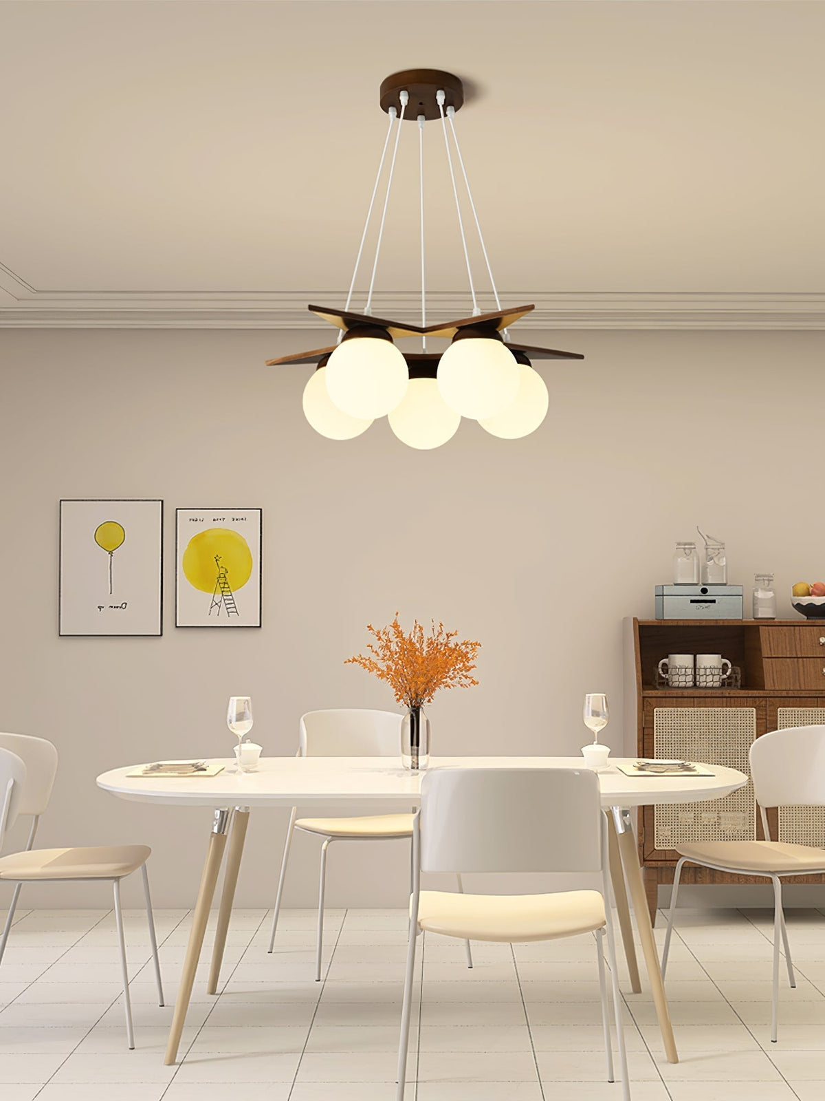 Zothaus Lustre Bois Verre Étoile Art Nordique Premium - Neutralighting